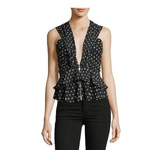 NWOT Saint Laurent Polka Dot Ruffle Peplum Top
